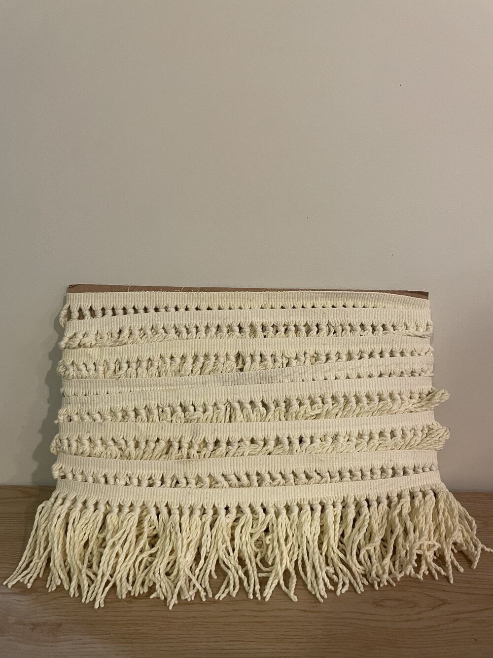 (Destash LOT 6 yd) Cream Creme Cotton Woven Knotted Tassel Fringe Trim Edge 4”
